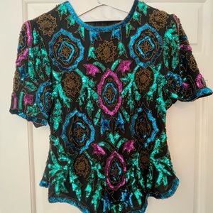 Beaded Silk Cocktail Blouse